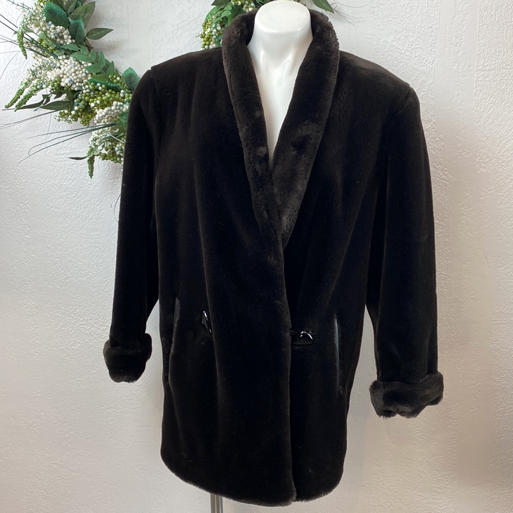 Vintage Evan Picone faux fur swing coat